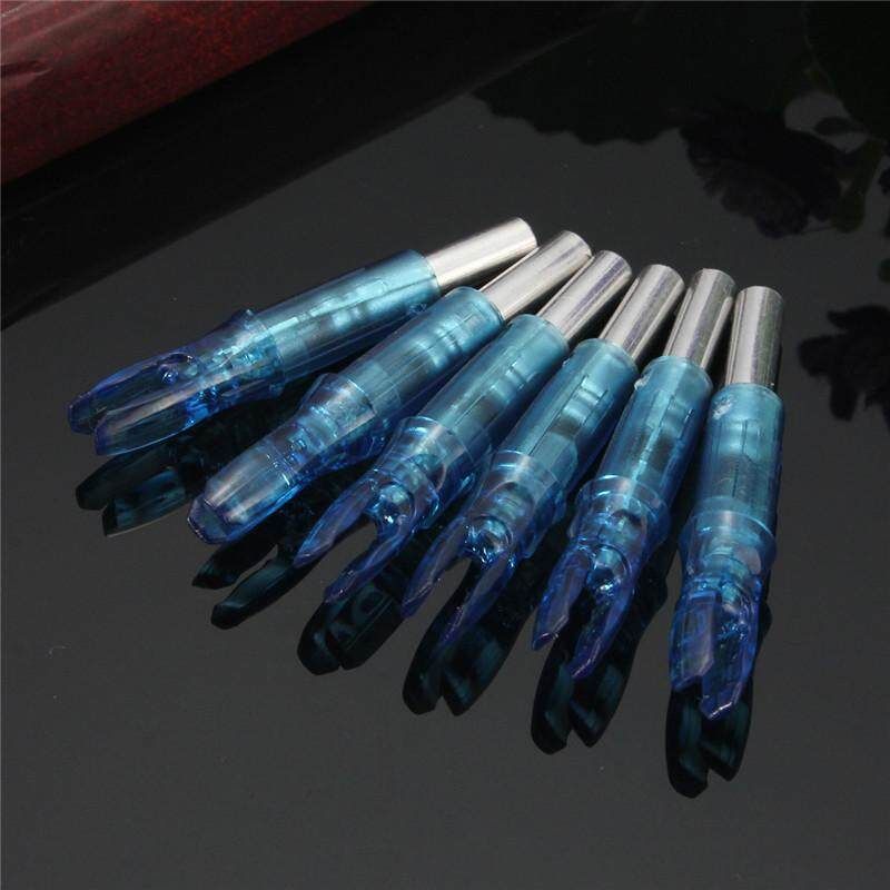 6PCS Hunting Lighted Nock Compound Bow LED Lighted Arrow Nocks Red Blue (blue)