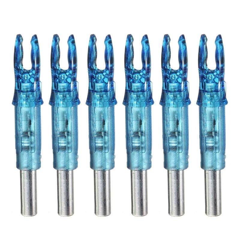 6PCS Hunting Lighted Nock Compound Bow LED Lighted Arrow Nocks Red Blue (blue)