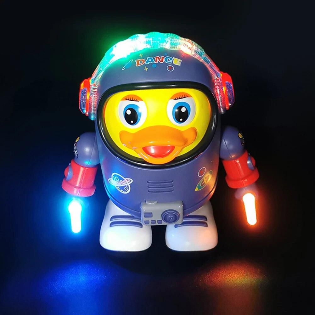 Electric Dancing Space Duck Smooth with Music Light Early Education Duck Toys Glowing Space Duck Doll for Children Birthday Gift