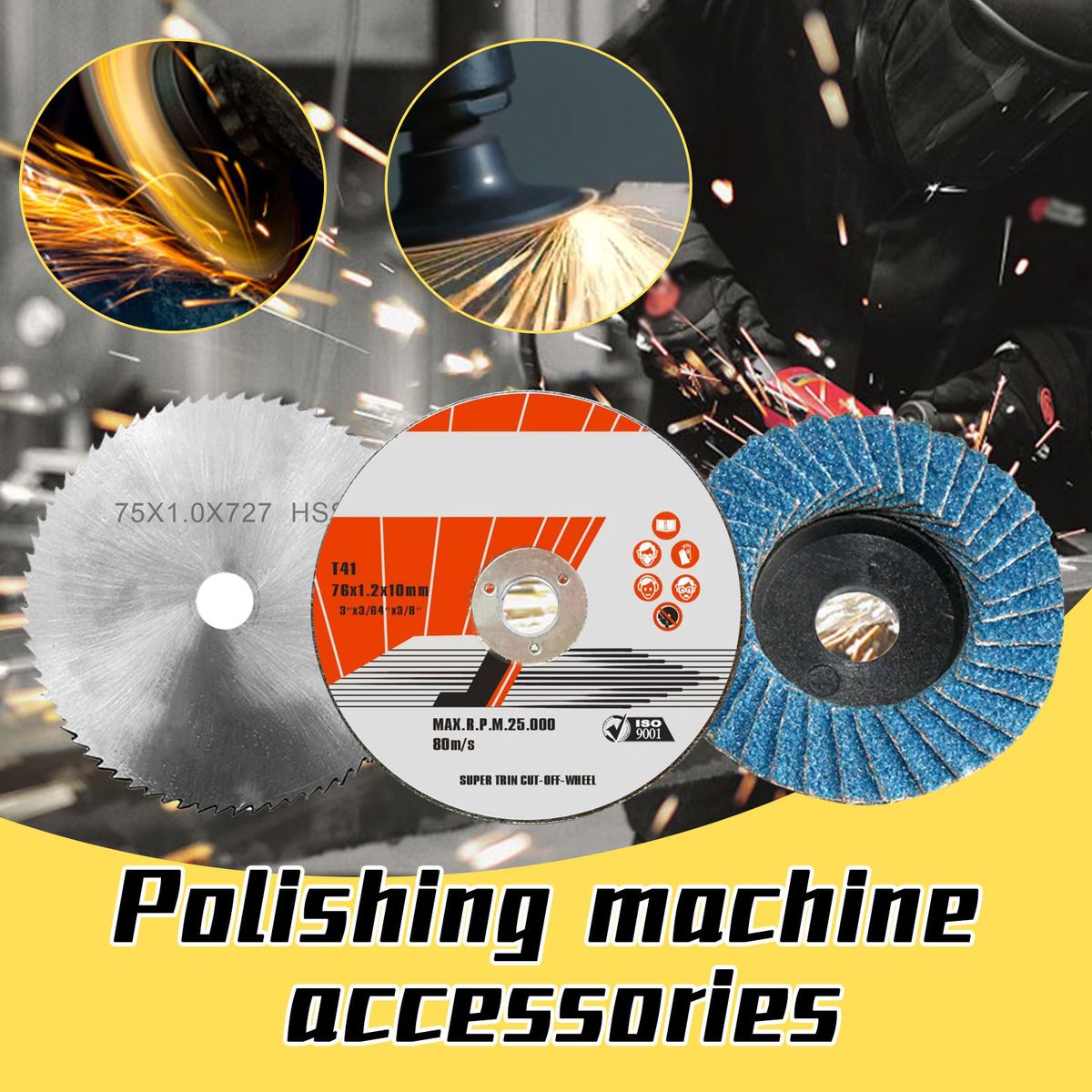 75mm Diameter 10mm Bore Grinding Disc Multifunction