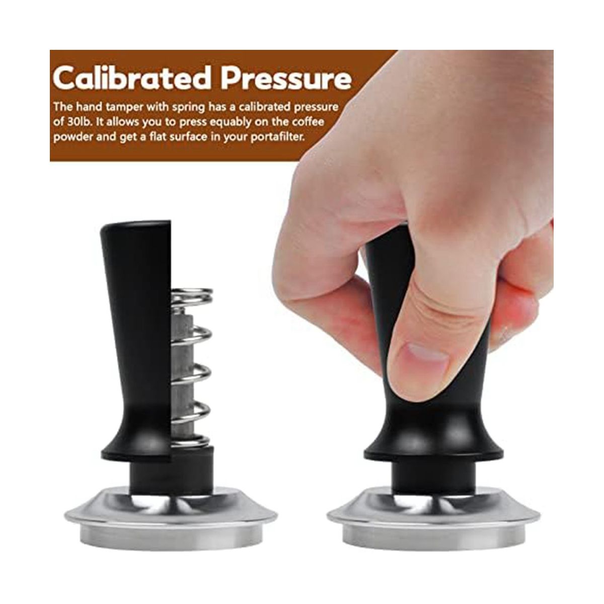 Espresso Tamper 51mm & Espresso Stirrer, Espresso Tamper, Calibrated Spring Loaded Hand Tamper Stainless Steel Base