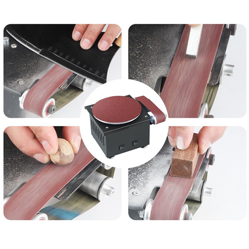 Mini Bench Belt and Disc Sander Sanding Roller with Flexible Extension Rod Kit Electric Edge Sharpener 7 Variable Speed with Sanding Disc/ Belt/ Band/ Wheel DIY Benchtop Polishing Grinding Machine for Wood Metal Acrylic