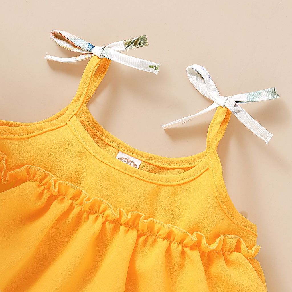 1-5Years Kid Girl Rufflr Sleeveless Top+Shorts+Headwear