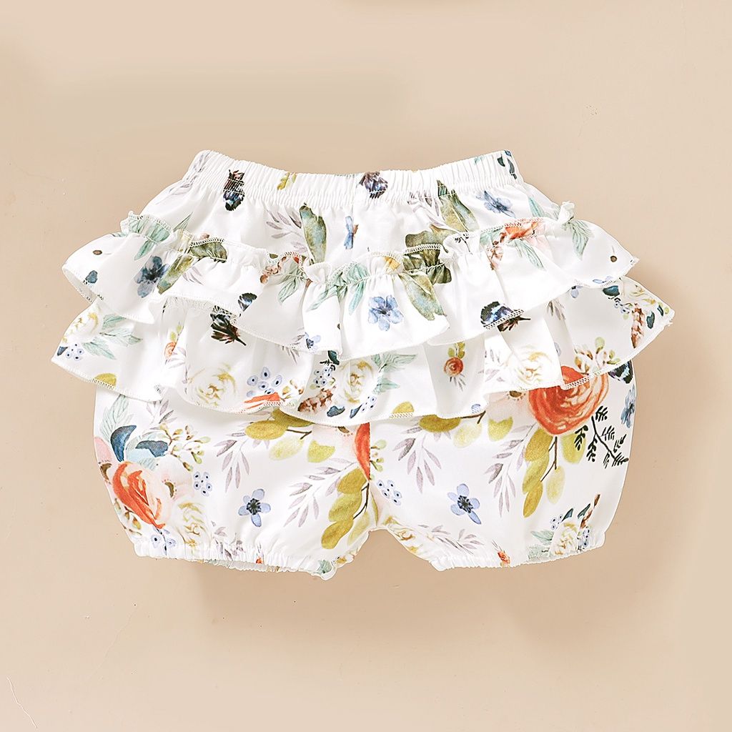 1-5Years Kid Girl Rufflr Sleeveless Top+Shorts+Headwear