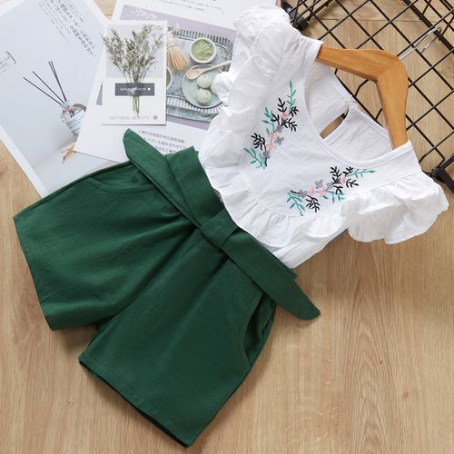 Kids Girl Clothing Set  Embroidery T-shirt Pants Child Suits