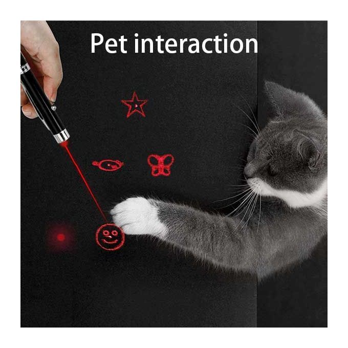5in1 Retractable Red Laser Pointer Teaching Tool LED Lighting Metal Pen Interactive Cat Stick Toy