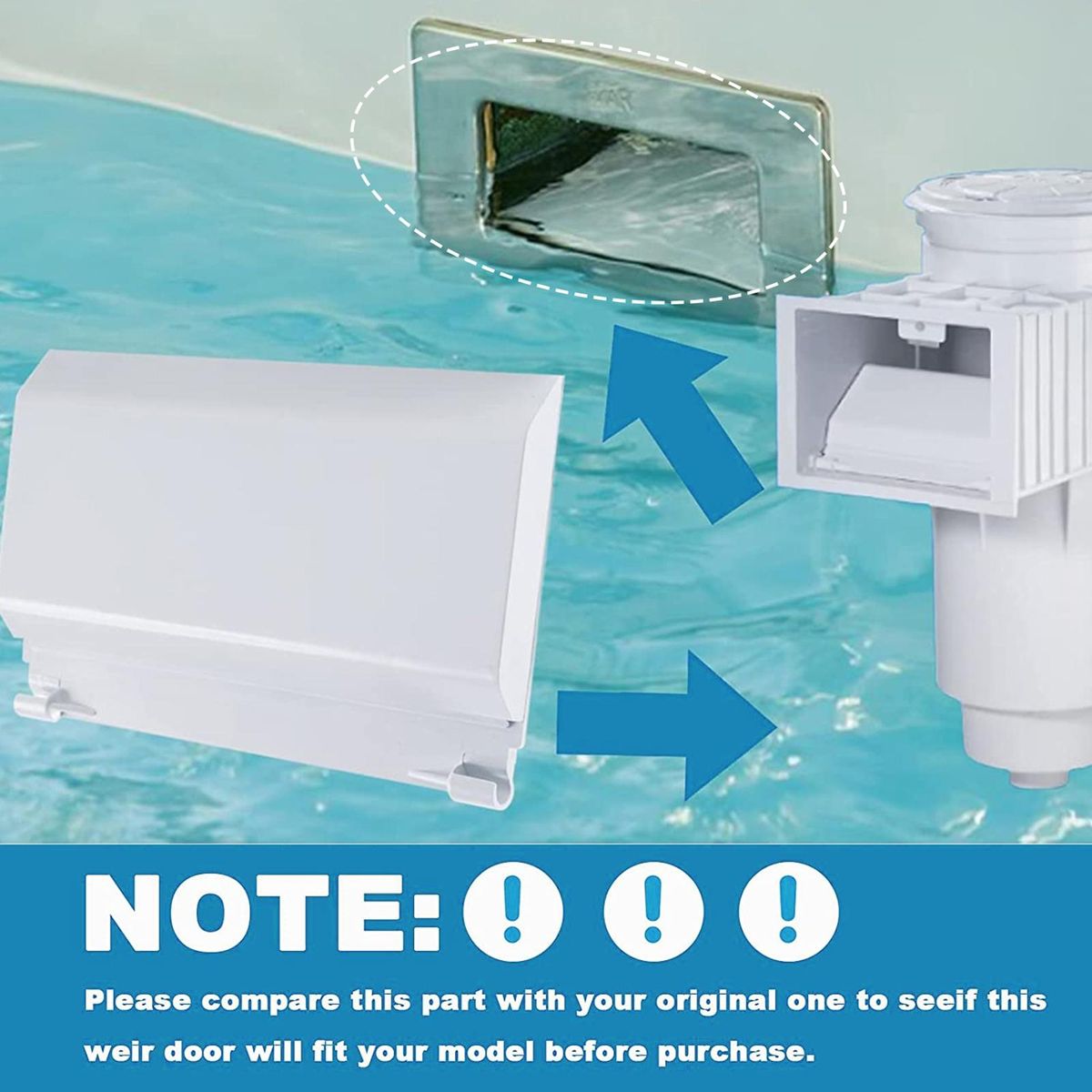 Universal Pool Skimmer Weir Door with Multiple Sp Models for Efficient White