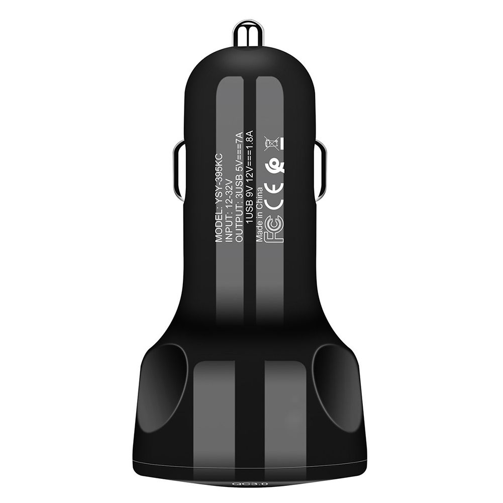 3 USB Port QC3.0 Quick Charge Car Auto -Black