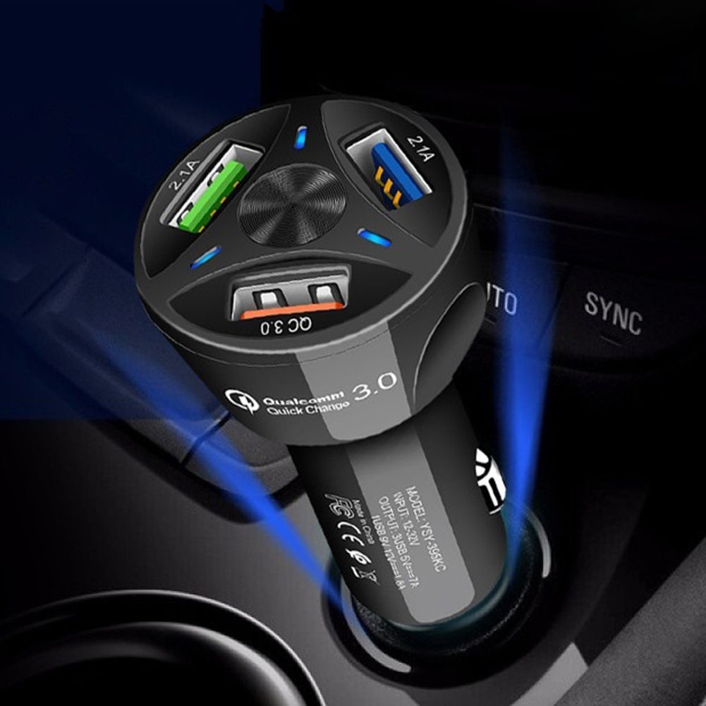 3 USB Port QC3.0 Quick Charge Car Auto -Black