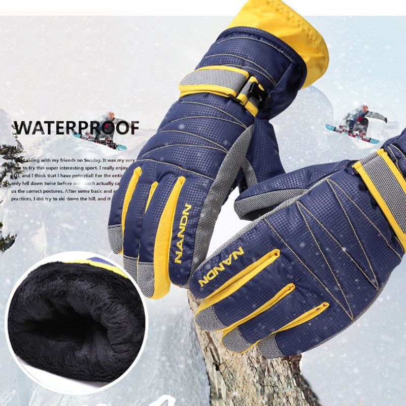 (Bk)Winter Warm Mountain Snowboard Ski Gloves Men Women Cold Snow Skiing Mittens Waterproof Sn GRE