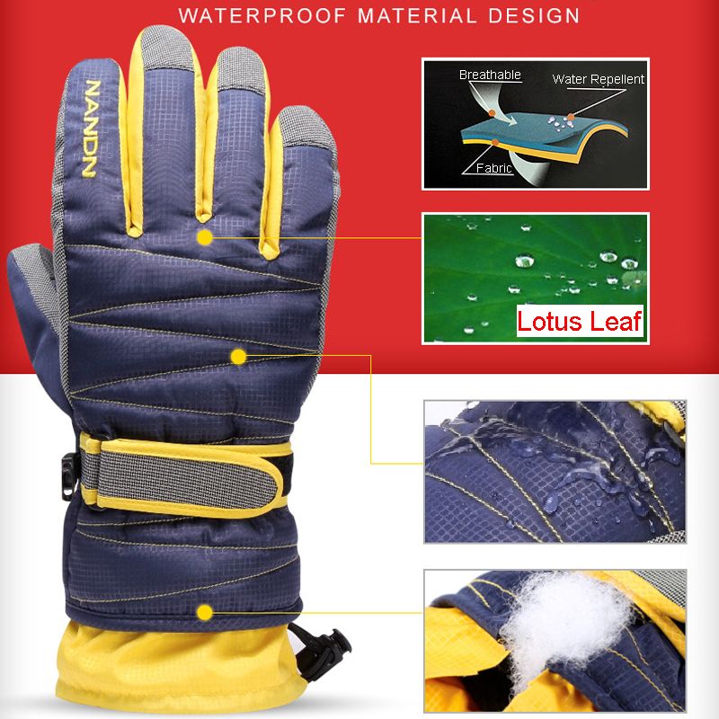 (Bk)Winter Warm Mountain Snowboard Ski Gloves Men Women Cold Snow Skiing Mittens Waterproof Sn GRE