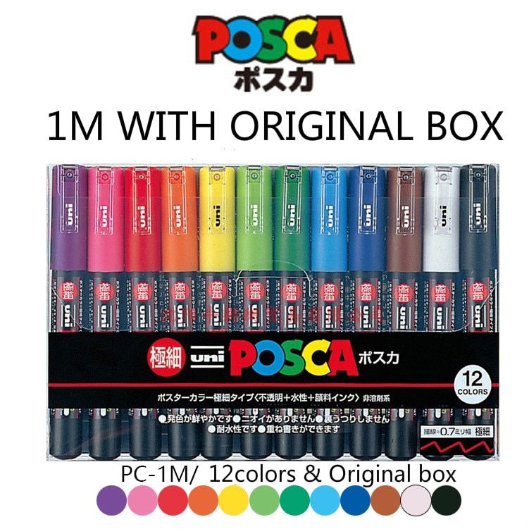 Propylene 12 8 Colors Mitsubishi Posca PC-1M Paint Marker-