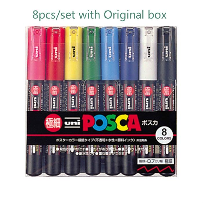 Propylene 12 8 Colors Mitsubishi Posca PC-1M Paint Marker-