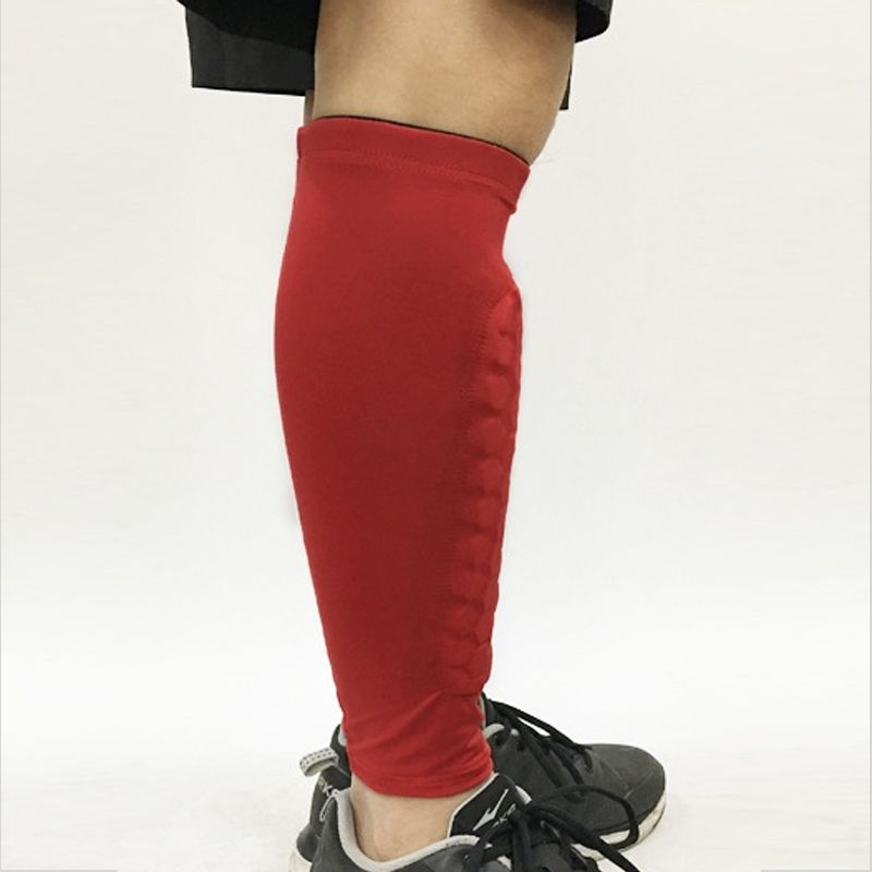 Football Anti-collision Leggings Outdoor Basketball Riding Mountaineering Ankle Protect Calf Socks Gear Protecter(Red Size: M)
