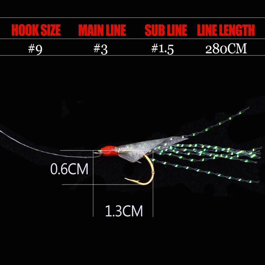 Jyj 1 Bag Hook Size 9 Leurre Sabiki Rigs For Mackerel Real