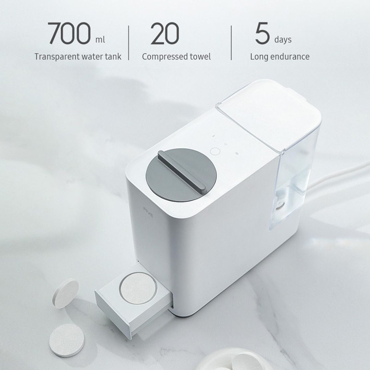 FIVE compressed towel skin-friendly type (20 pieces/tube x3 tubes)