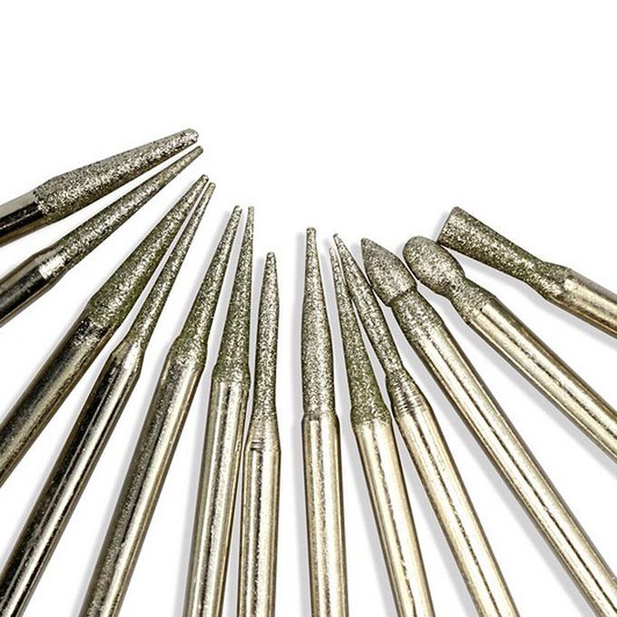 Set Of 30 Diamond Point Burr Bits Accs Tip Grinding 3mm Diameter Green