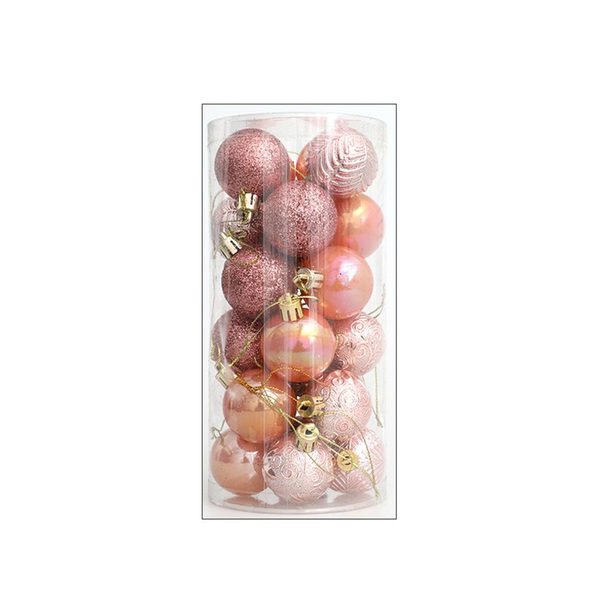 24Pcs Holiday Hanging Ball Xmas Tree Ball Ornament Rose Gold