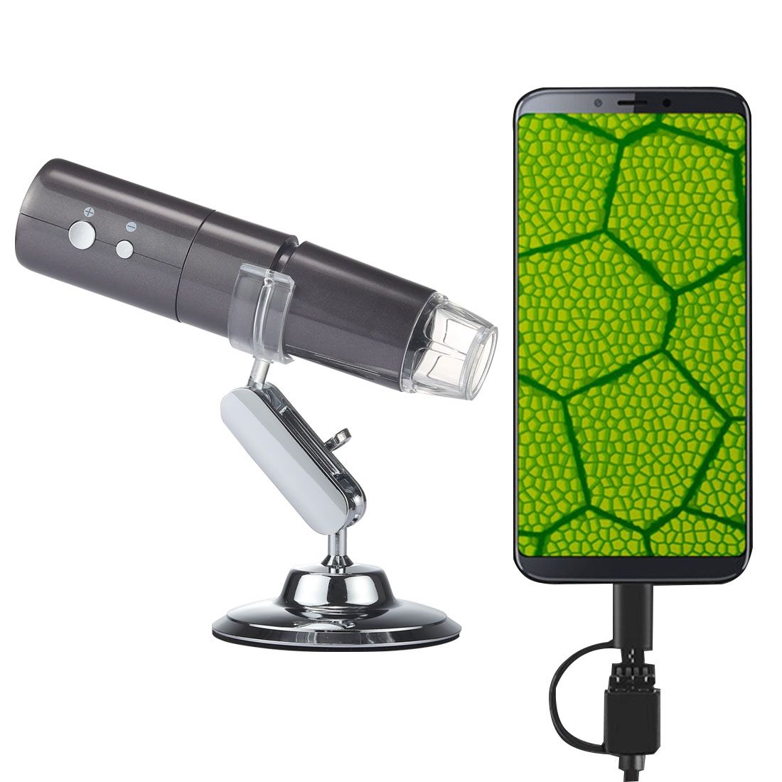 50X~1000X Magnifier HD Image Sensor 1920x1080P USB WiFi Digital Microscope With 8 LED & Professional Stand (Grey)