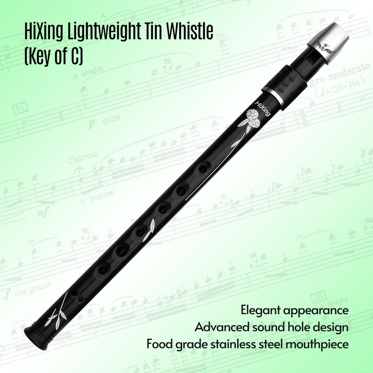 Lightweight Irish Whistle Tin Whistle Flute Recorder Instrument for Kids Adults Students Beginners Soprano Recorder Irish & International Wind Instrument Key of C