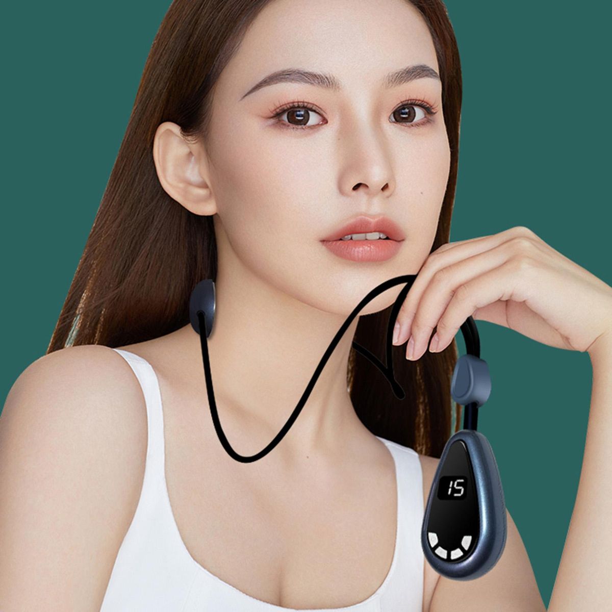 Portable Neck Massager with Neck Strap Shoulder Neck Pain Relief 6 Massage Modes 15 Intensity Levels 3 Constant Temperature Heat Therapy Digital Display Rechargeable