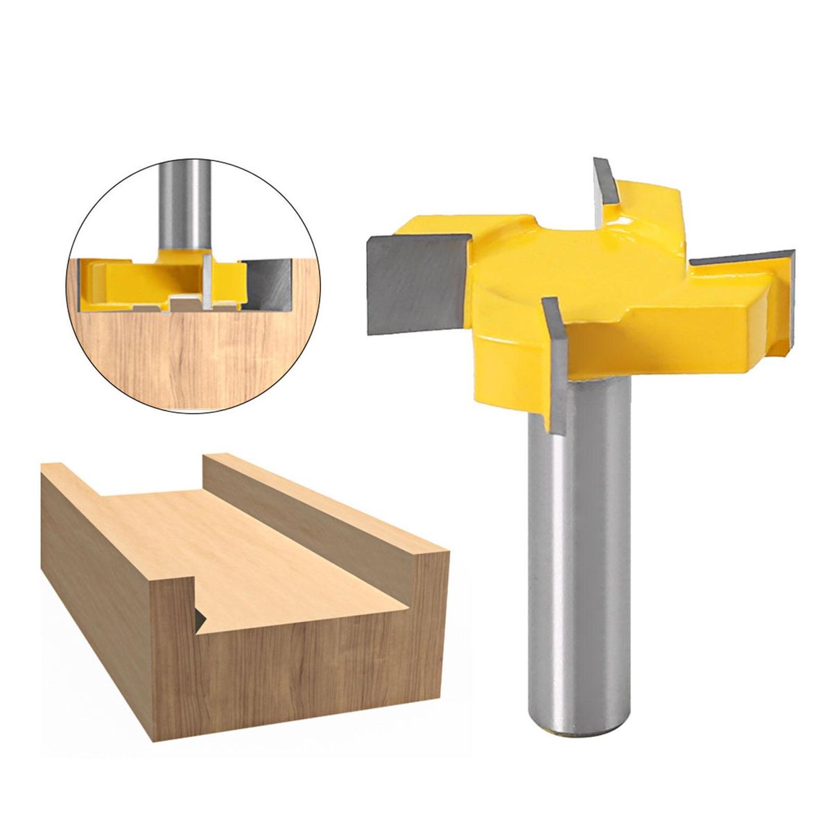 12mm Shank 4-Wings Rabbet Router Bit Slot Cutter Router Bit Wood Groove Milling Woodworking Tool