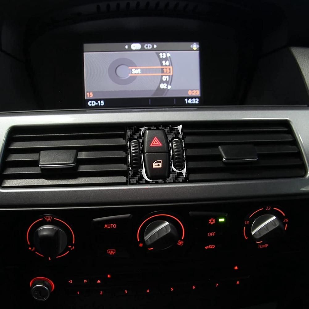 Car Center Console Air Conditioner AC Vent Cover Sticker Carbon Fiber Trim for -BMW 5 Series E60 2004-2010 Accessories