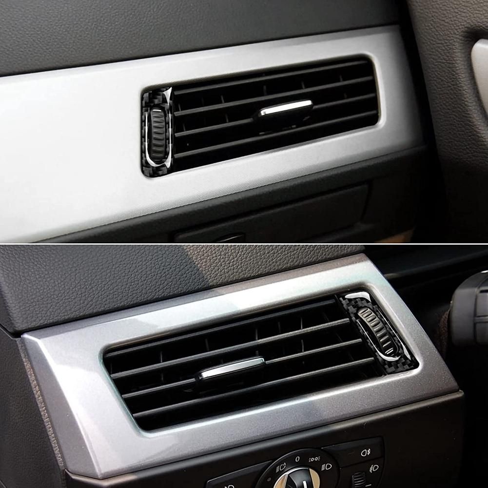 Car Center Console Air Conditioner AC Vent Cover Sticker Carbon Fiber Trim for -BMW 5 Series E60 2004-2010 Accessories