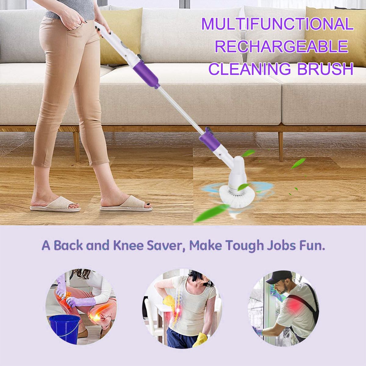 Electric Spin Brush Cordless Rechargeable Bathroom Cleaning