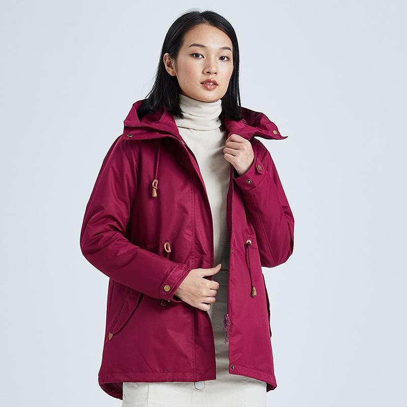22nd Winter New Mid length Charge Coat Women's Windproof Warm Fleece Two Piece Outdoor Suit