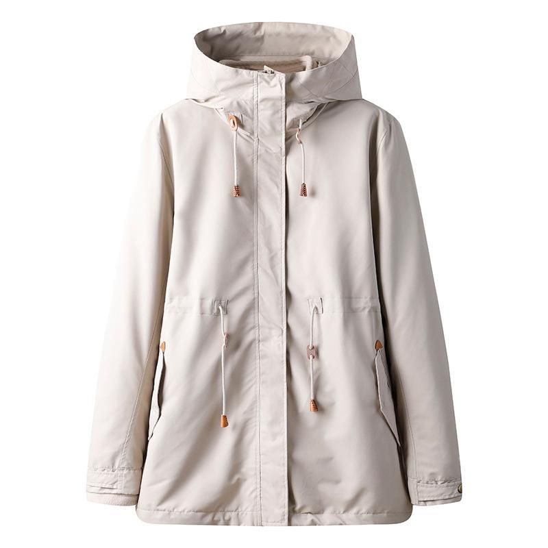 22nd Winter New Mid length Charge Coat Women's Windproof Warm Fleece Two Piece Outdoor Suit