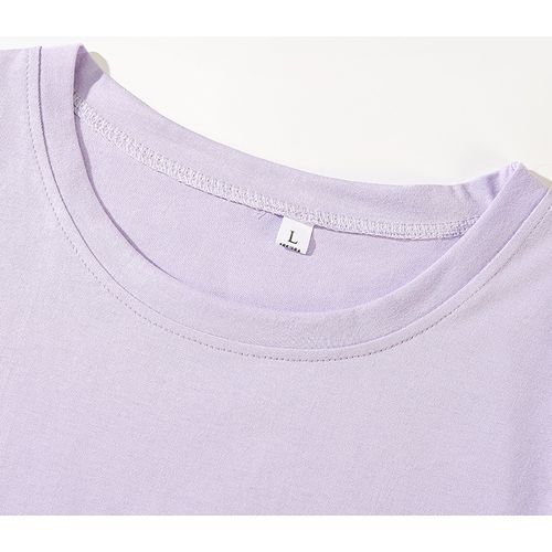 Women's Loose Crew Neck Top T-Shirt Pink