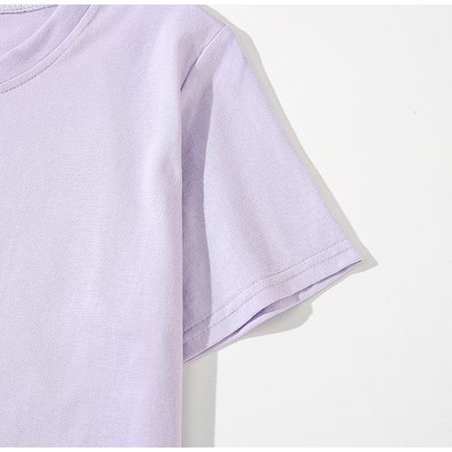 Women's Loose Crew Neck Top T-Shirt Pink