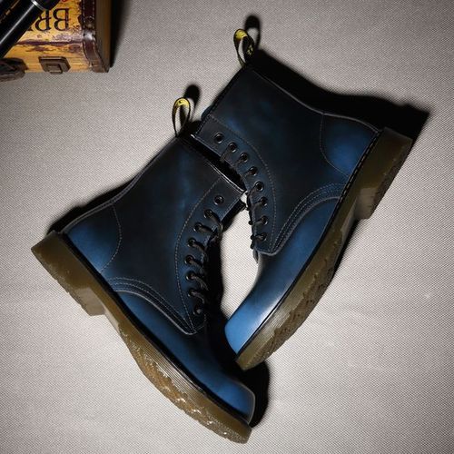 Flangesio Luxury Men's Fashion Boots EUR Size 36-47 Top Quality Italian Handmade Cow Split Leather Motorcycle Boots Unisex High Top Martin Boots Handsome Male Shoes Couples Oxfords Outsole Ankle Boots Blue
