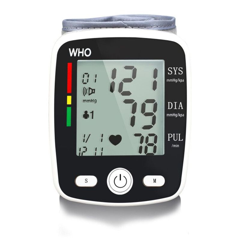 Blood Pressure Monitor Digital Wrist Pulse Heart Beat Rate Meter Device Portable Tonometer BP Sphygmomanometer Home Health Care
