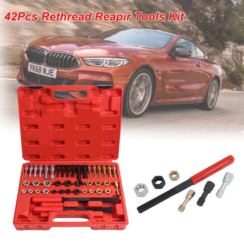 42Pcs Rethread Reapir Tools Kit Metric File Thread File