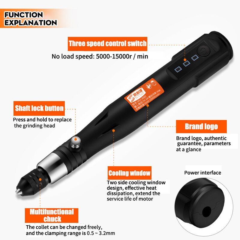 USB Cordless Rotary Tool Kit Woodworking Engraving Pen DIY