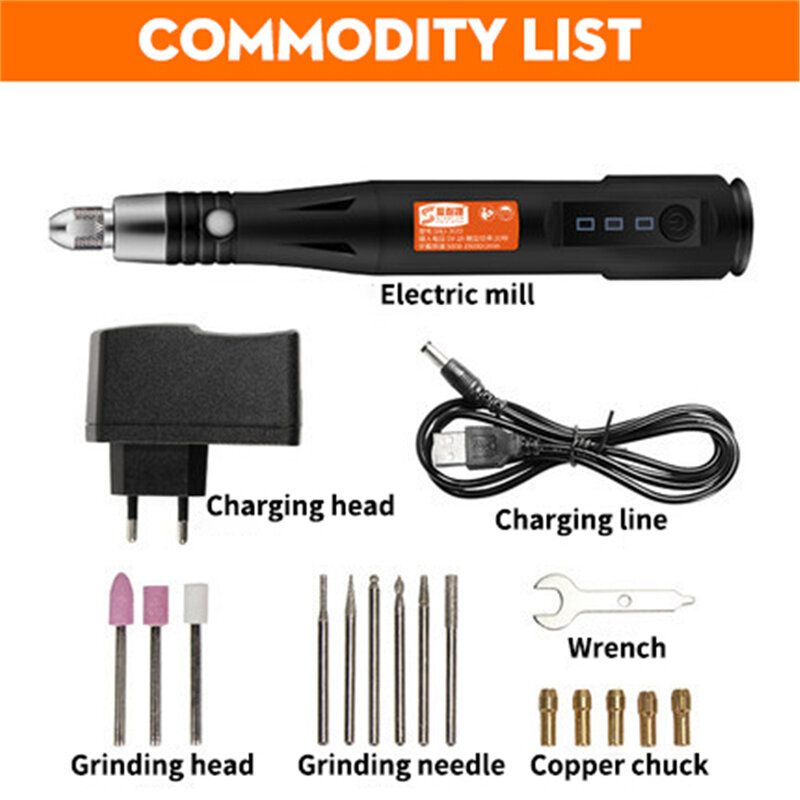 USB Cordless Rotary Tool Kit Woodworking Engraving Pen DIY