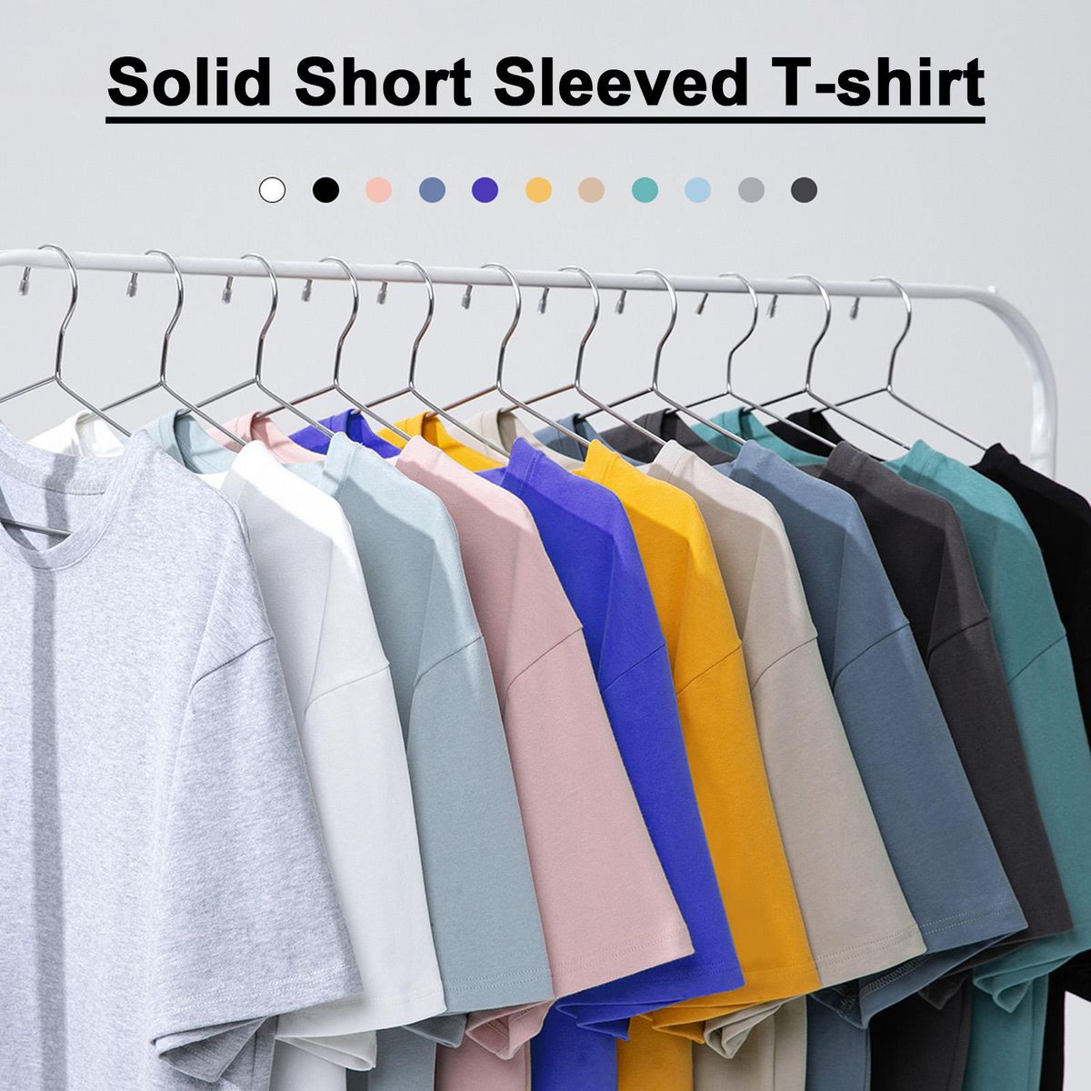 Men Short Sleeved T-shirt O Neck Solid Cotton Tees Casual T-shirts