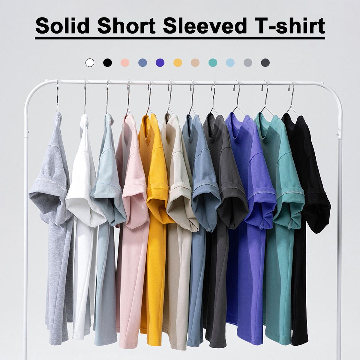 Men Short Sleeved T-shirt O Neck Solid Cotton Tees Casual T-shirts