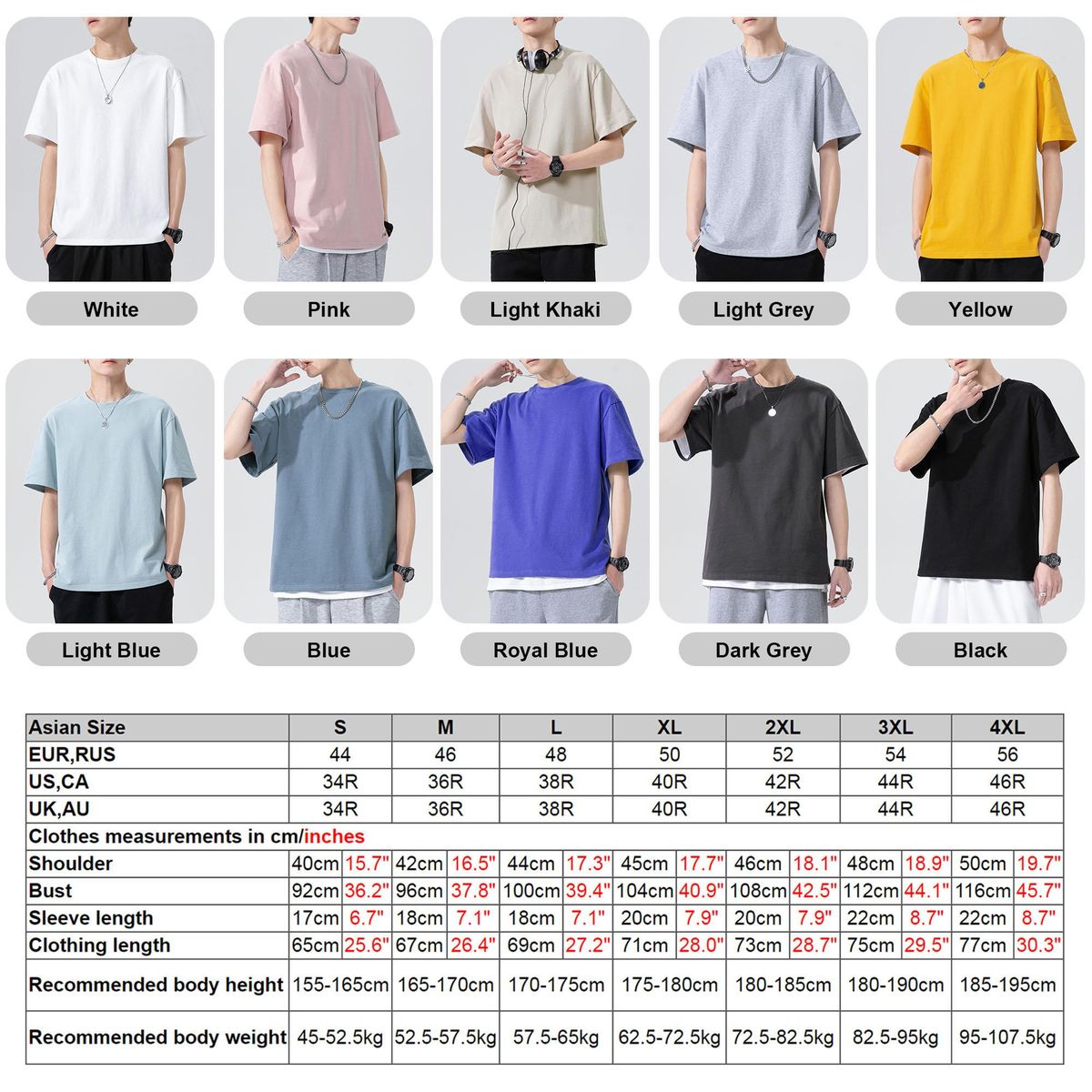 Men Short Sleeved T-shirt O Neck Solid Cotton Tees Casual T-shirts