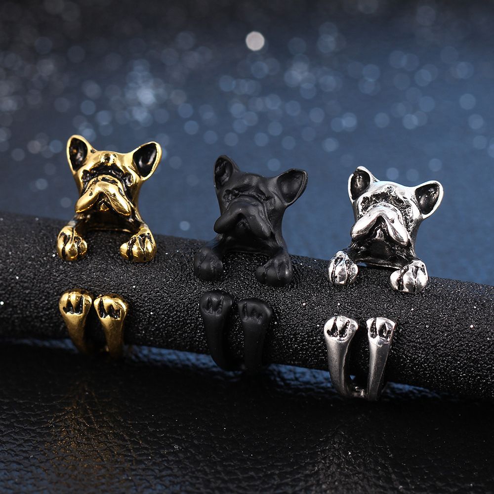 Fashion Trendy Dog Ring Bulldog Open Ring For Women