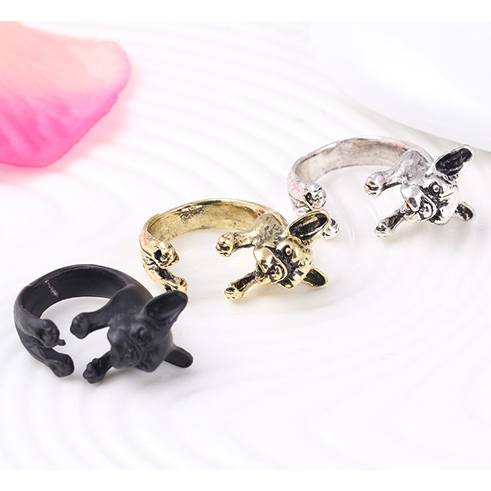 Fashion Trendy Dog Ring Bulldog Open Ring For Women