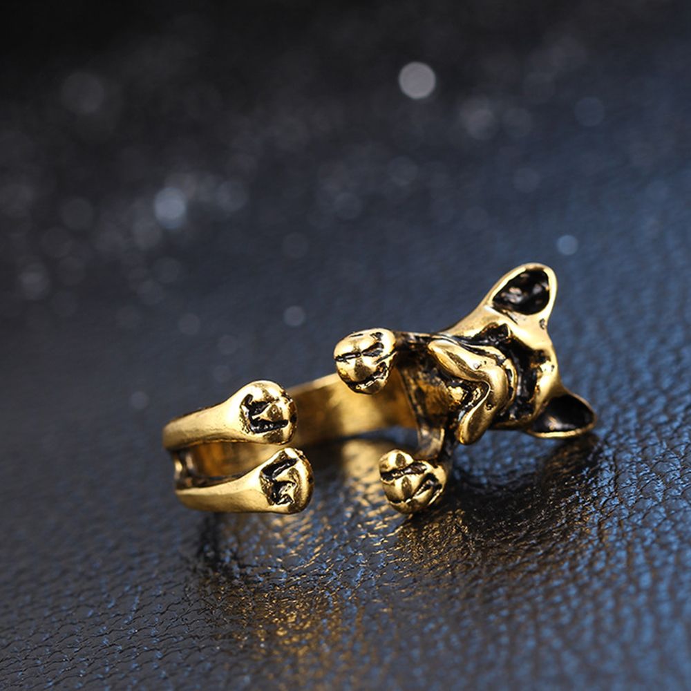 Fashion Trendy Dog Ring Bulldog Open Ring For Women