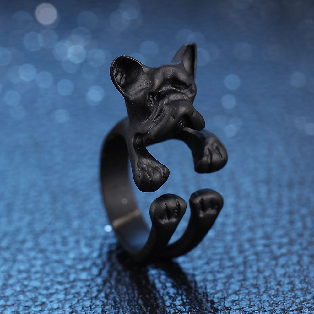 Fashion Trendy Dog Ring Bulldog Open Ring For Women