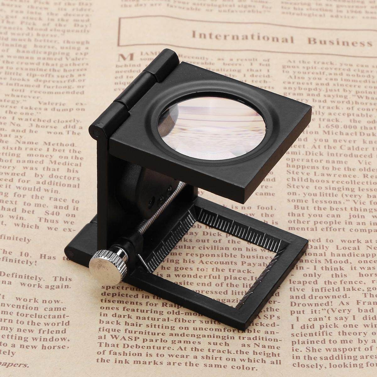 10X Foldable Pocket Scale Magnifier Loupe With LED Illumination Light For Watch Industry Jeweler Woven Fabric Black (black)
