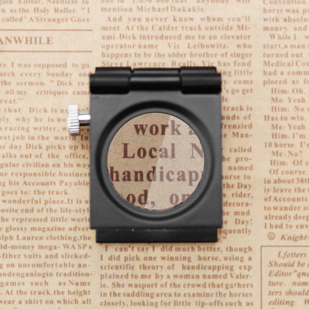 10X Foldable Pocket Scale Magnifier Loupe With LED Illumination Light For Watch Industry Jeweler Woven Fabric Black (black)