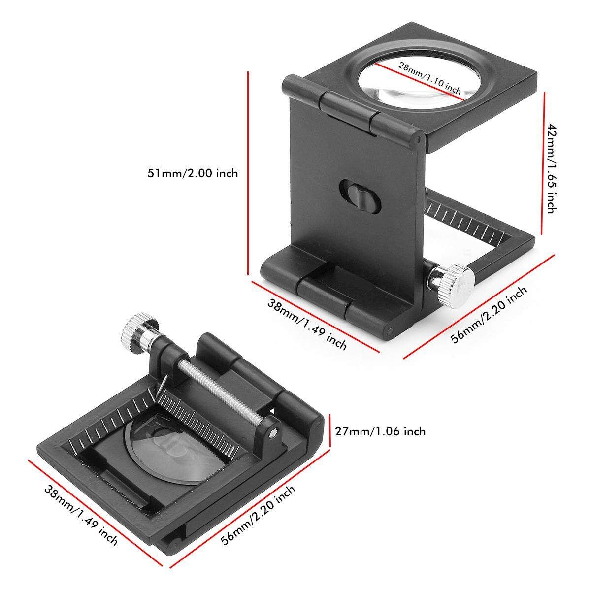 10X Foldable Pocket Scale Magnifier Loupe With LED Illumination Light For Watch Industry Jeweler Woven Fabric Black (black)