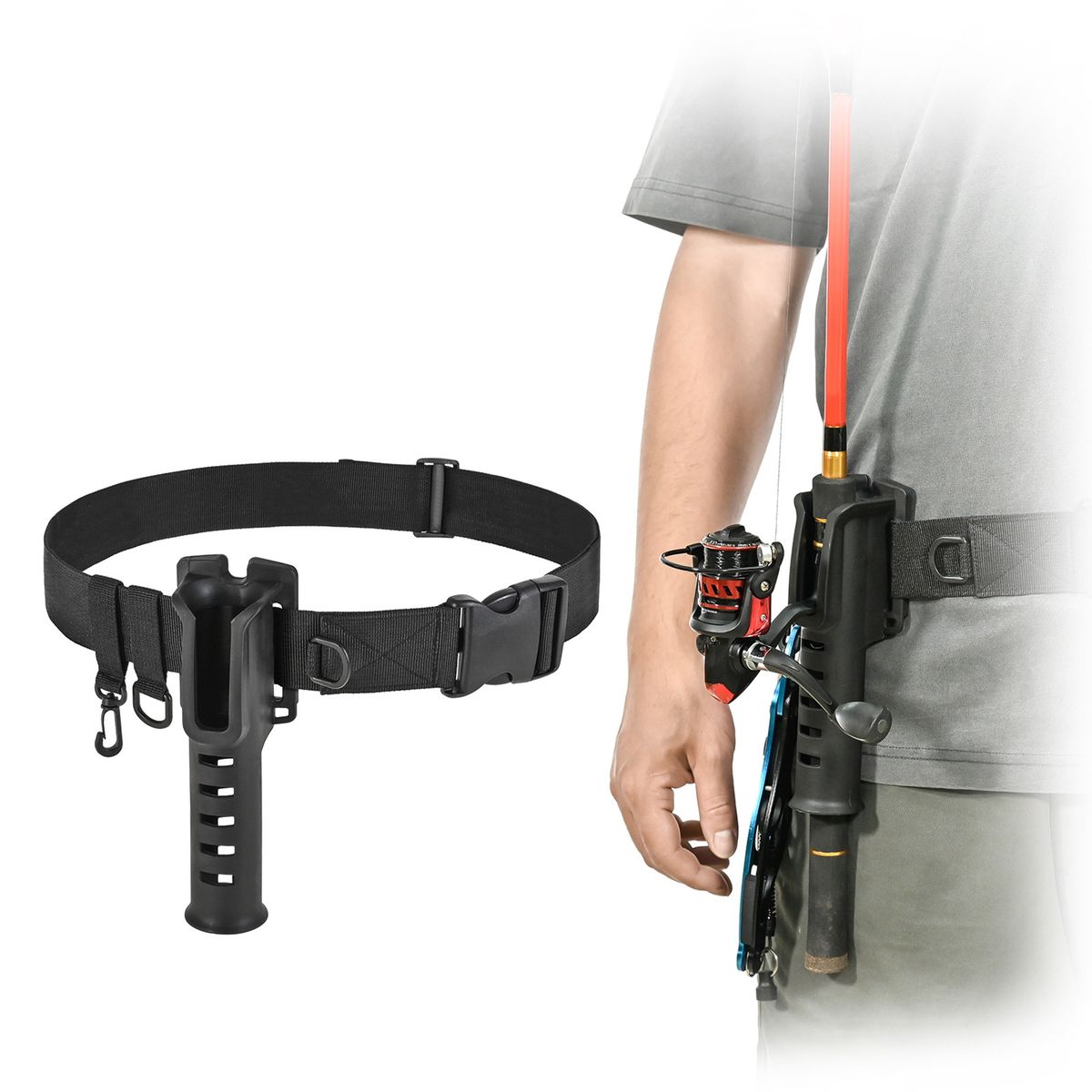 Fishing Rod Waist Bracket Outdoor Fishing Pole Inserter Rod Black