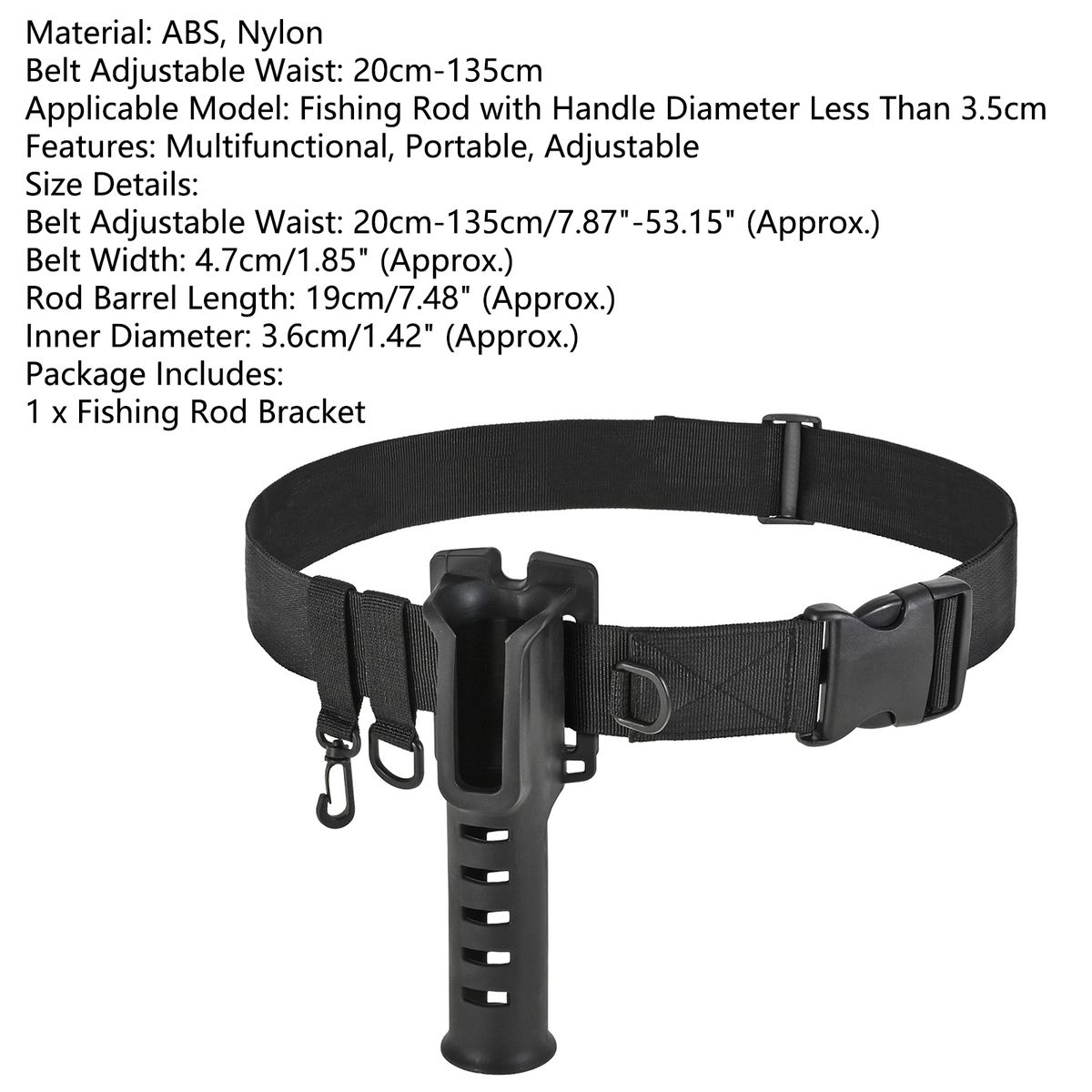 Fishing Rod Waist Bracket Outdoor Fishing Pole Inserter Rod Black